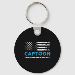 Pontoon Boat Captoon Pontoon Captain Boating Keychain