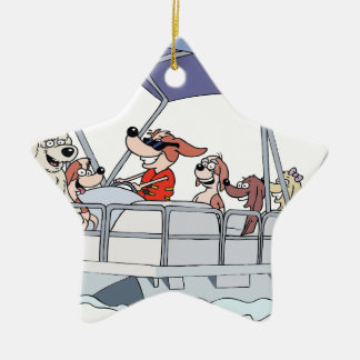 Pontoon Boat Ceramic Ornament