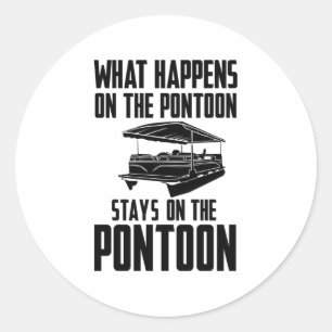 Pontoon Boat Classic Round Sticker