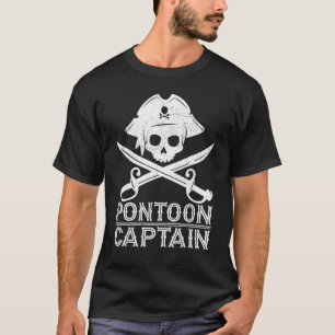 Pontoon Boat Pirate Skull Pontoon Captain T-Shirt