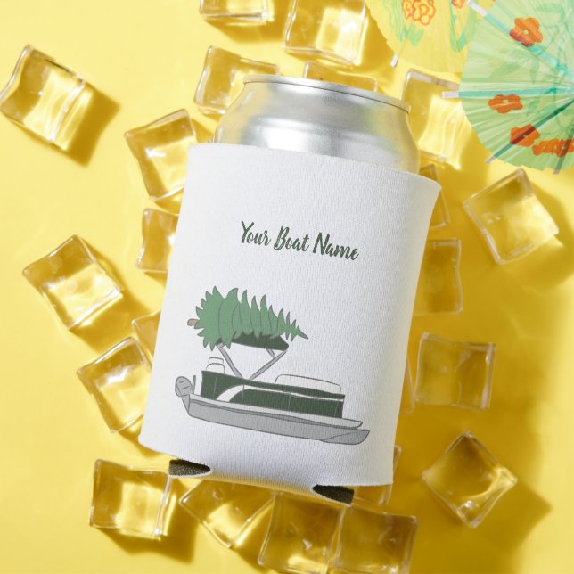 Pontoon Boat with Christmas Tree on Top Can Cooler (In Situ Summer)