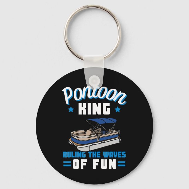 Pontoon Boating Pontoon King Boat Owner Captain Da Keychain (Front)