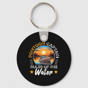 Pontoon Captain Boat Boating Retro Vintage Keychain