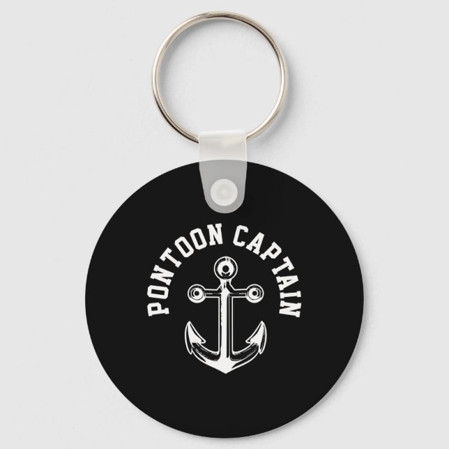 Pontoon Captain Boating Anchor Gift  Keychain (Front)