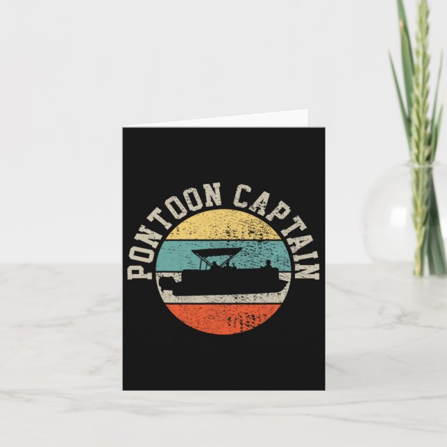 Pontoon Captain Boating Retro Gift  Card (Front)