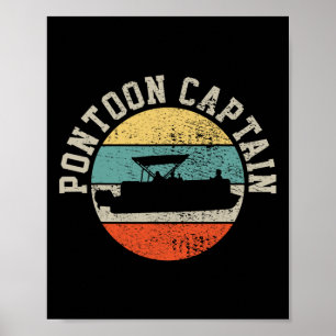 Pontoon Captain Boating Retro Gift Poster