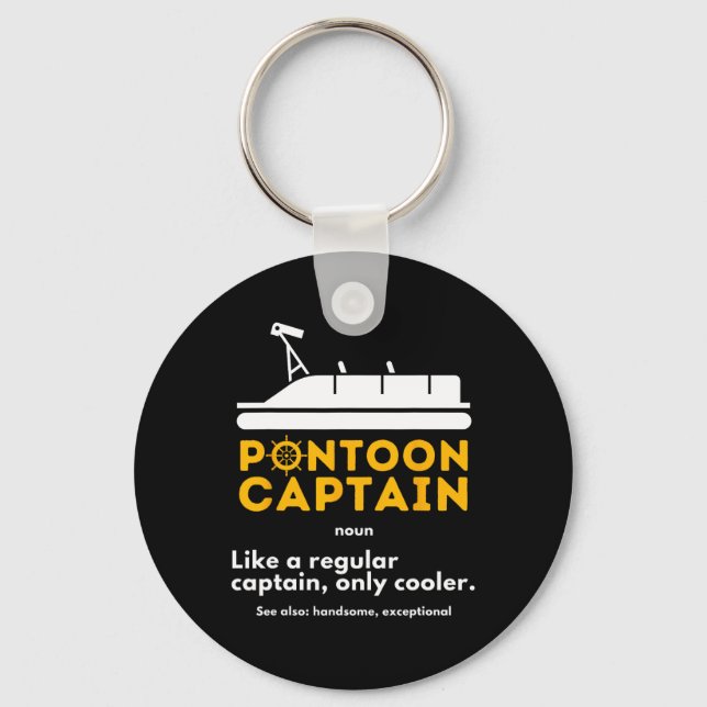 Pontoon Captain Definition - Funny Boat Pontooning Keychain (Front)