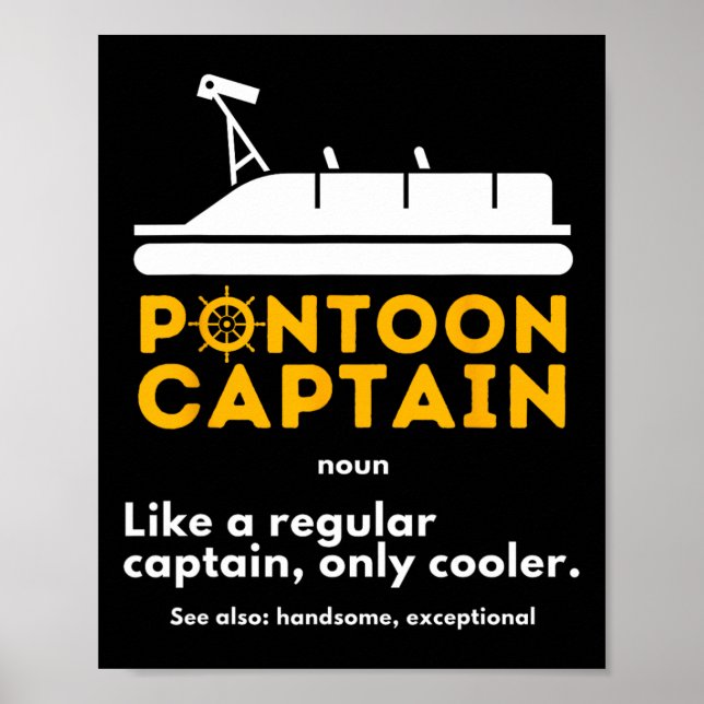 Pontoon Captain Definition - Funny Boat Pontooning Poster (Front)