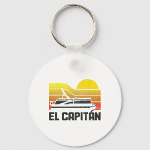 Pontoon Captain El Capitan Pontooning Boating Vint Keychain