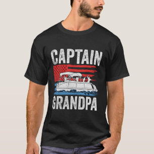 Pontoon Captain Grandpa Us American Flag Boat Owne T-Shirt
