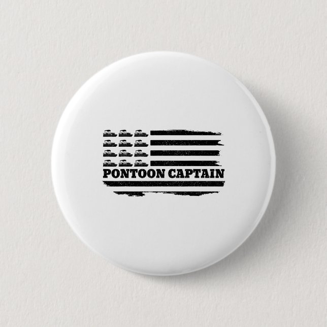 Pontoon Captain Patriotic Boat Owner American Flag 2 Inch Round Button (Front)