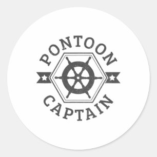 Pontoon Captain - Pontooning Boat Boating Nautical Classic Round Sticker