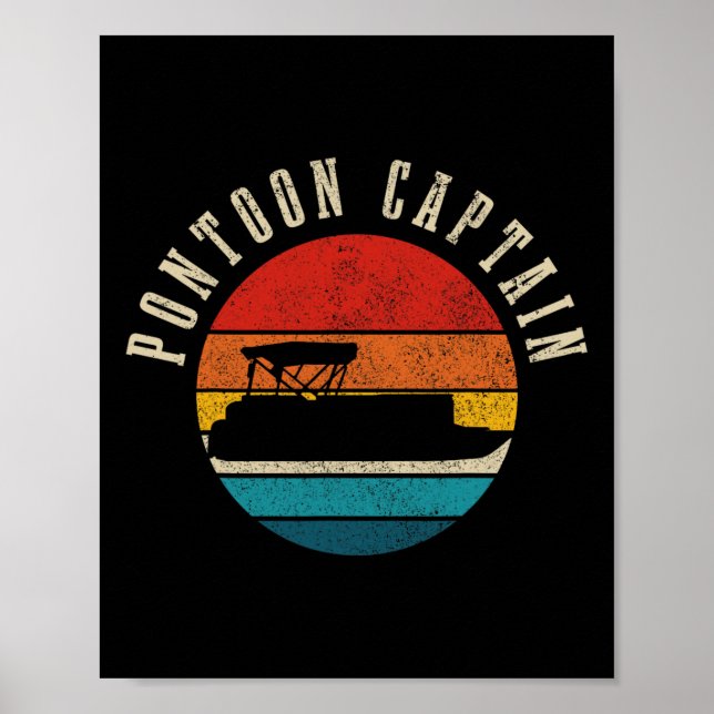 Pontoon Captain Vintage Pontooning Boating Boat Fu Poster (Front)