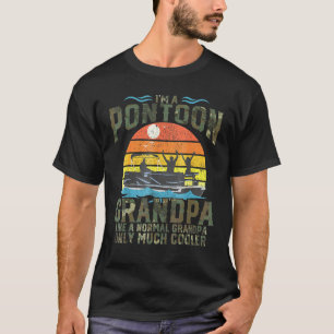 Pontoon Grandpa Captain Retro Boating Fathers Day T-Shirt