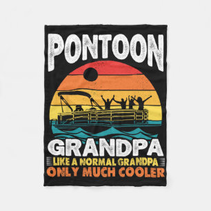 Pontoon Grandpa Captain Retro Funny Boating Father Fleece Blanket