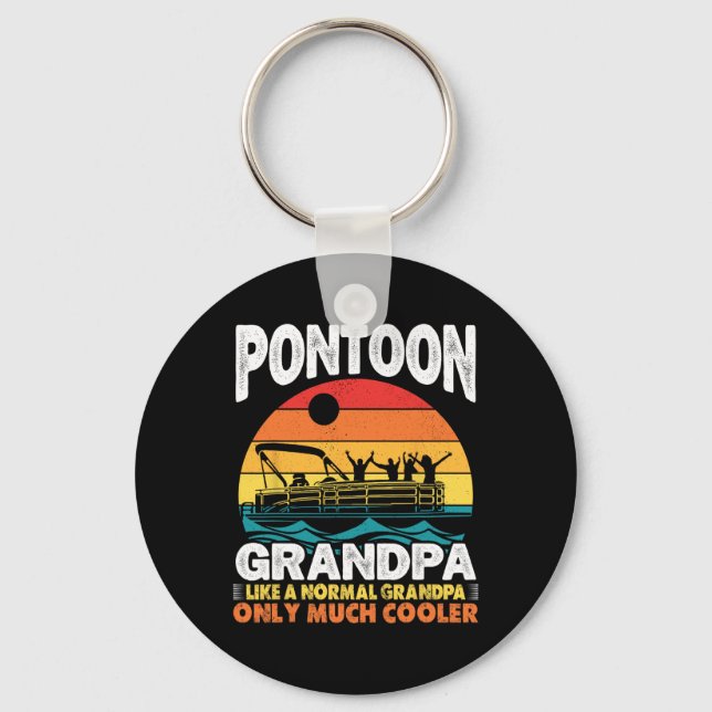 Pontoon Grandpa Captain Retro Funny Boating Father Keychain (Front)