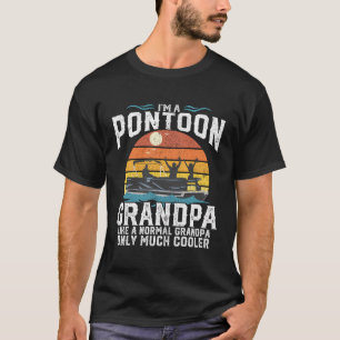 Pontoon Grandpa Captain Retro Funny Boating Father T-Shirt