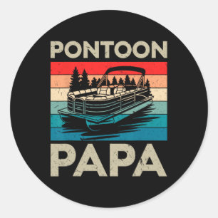 Pontoon Papa Recto Boat Captain Pontoon Owner Dad Classic Round Sticker