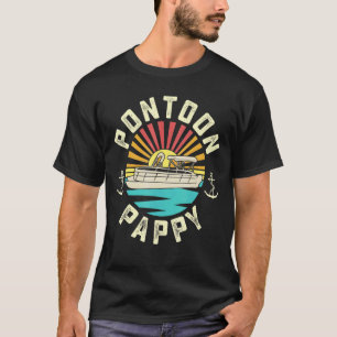 Pontoon Pappy Sunset Fisherman Boating Grandpa T-Shirt