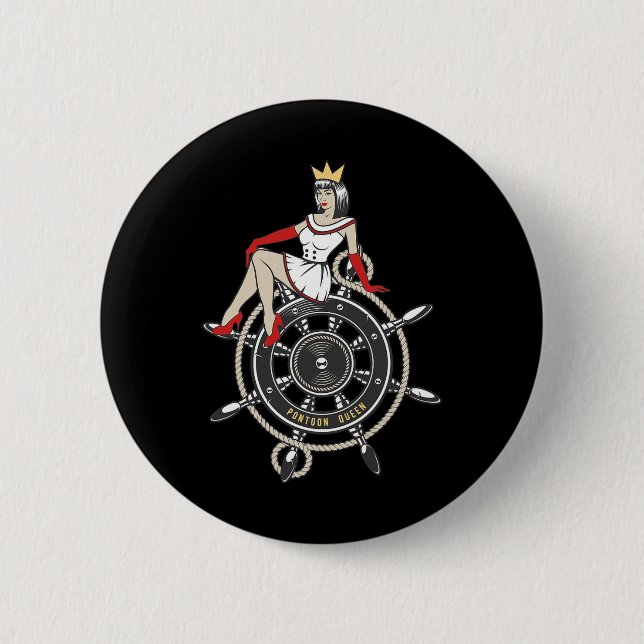 Pontoon Queen  2 Inch Round Button (Front)