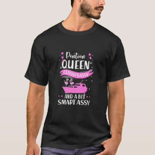 Pontoon Queen Classy Sassy Funny Flamingos Boat Fo T-Shirt