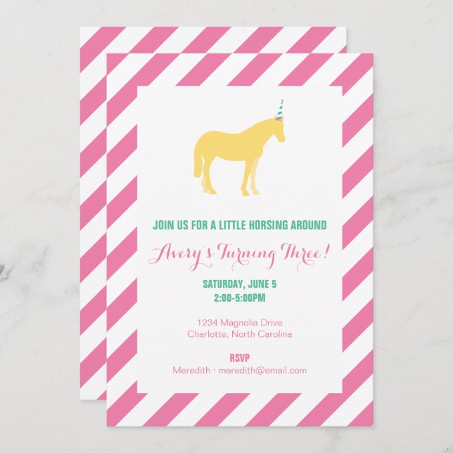 Pony Birthday Party Invitation (Front/Back)
