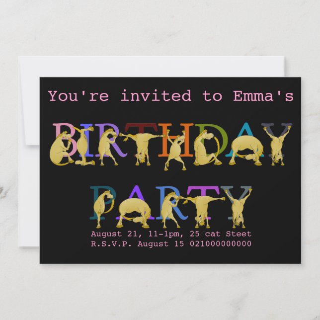 Pony Birthday party invitation, bright coloured Invitation (Front)