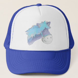 Pony cheval bleu aquarelle casquette