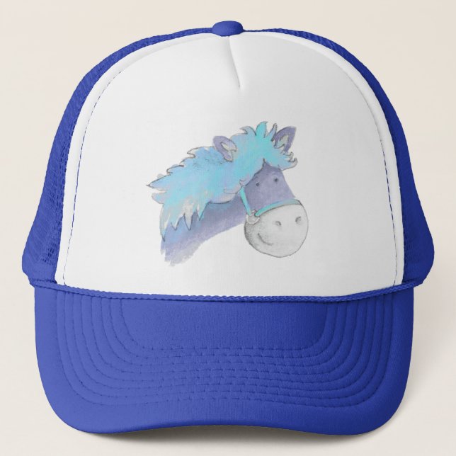 Pony cheval bleu aquarelle casquette (Devant)