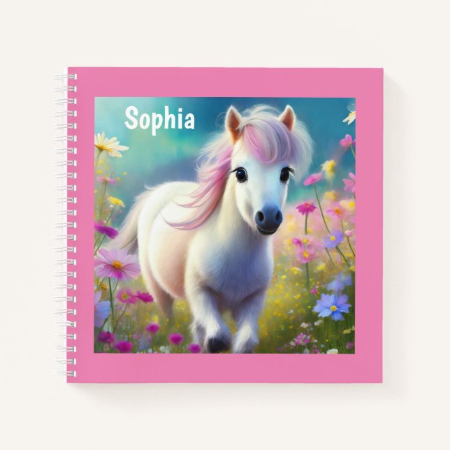 Pony Cute Horse Personalized Girly Name Notebook (Front)