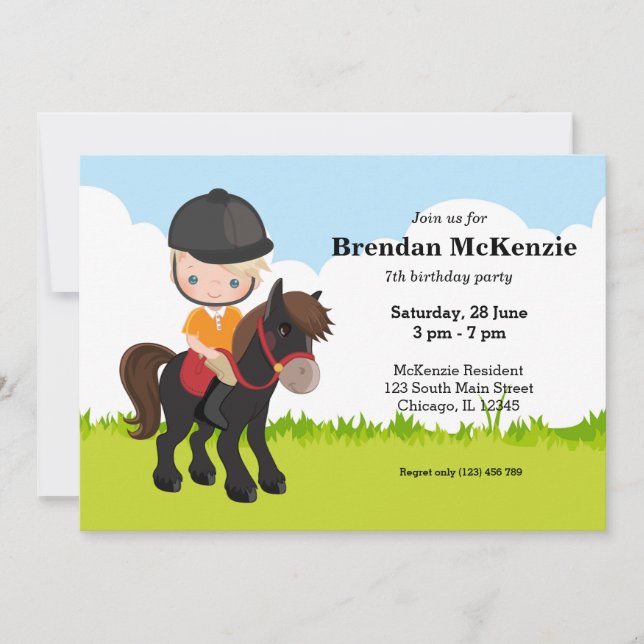 Pony Equestrian Horseback Horse riding Invitation (Front)