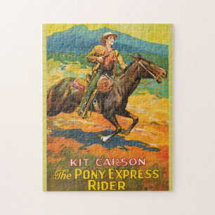 Pony Express 🌄 Kit Carson Historic Cowboy vintage Jigsaw Puzzle