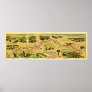 Pony Express Map by William Henry Jackson 1861 Poster