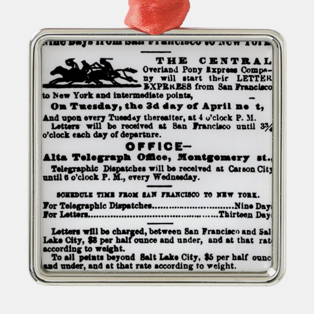 Pony Express, Nine Days Metal Ornament (Front)
