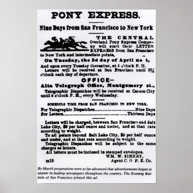 Pony Express, Nine Days Poster (Front)