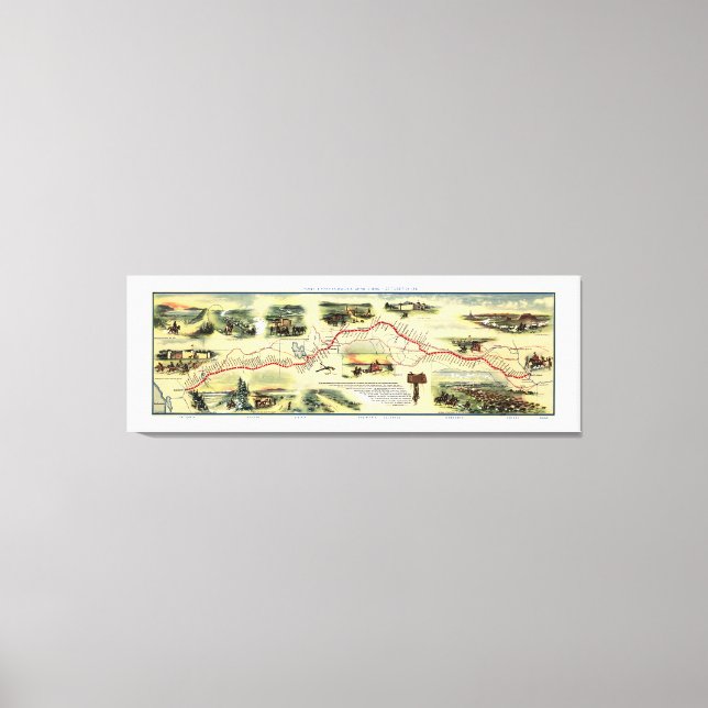 Pony Express Route Picture Map 1860 Canvas Print (Front)