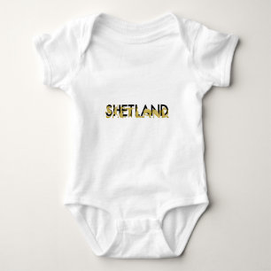 Pony flexing into the letters SHETLAND Baby Bodysuit