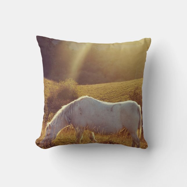 Pony Grazing Throw Pillow (Front)