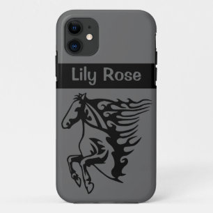 Pony Horse Bronco Stallion Magnetic Metal Lineart iPhone 11 Case