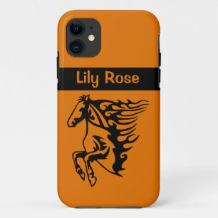 Pony Horse Bronco Stallion Orange Fury Line Art iPhone 11 Case