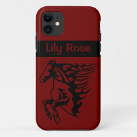 Pony Horse Bronco Stallion Steed Ruby Red Line Art