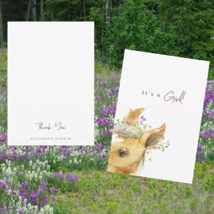 Pony Lavender Baby Shower Blank Thank You  Card