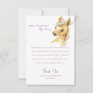Pony Lavender Baby Shower Message Thank You 