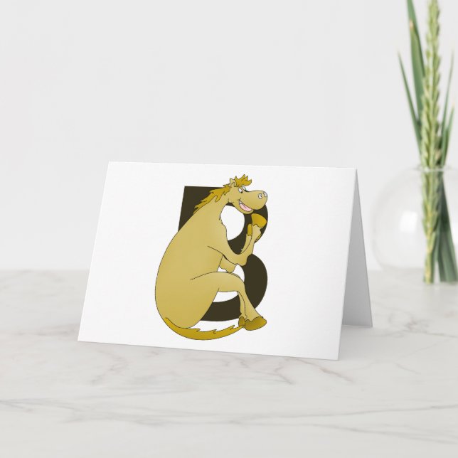 Pony Monogram Letter B Note Card (Front)