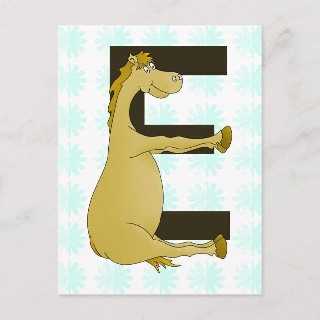 Pony Monogram Letter E Personalized Postcard (Front)