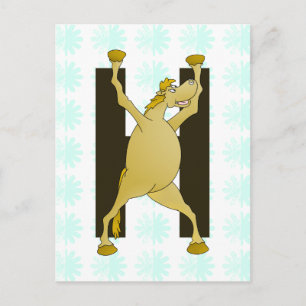 Pony Monogram Letter H Personalized Postcard