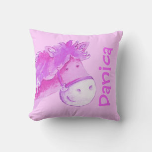 Pony name & birth newborn gift pale purple pillow