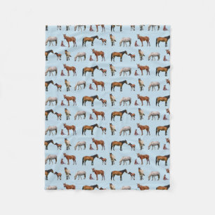 Pony Party Fleece Blanket (Light Blue)
