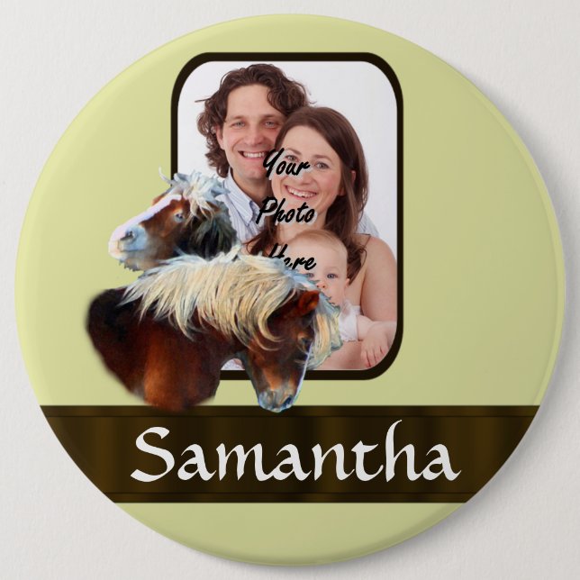 Pony photo template 6 inch round button (Front)