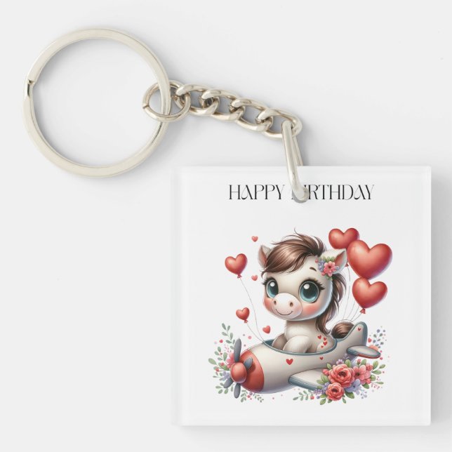 Pony Pilot Birthday Keychain (Front)